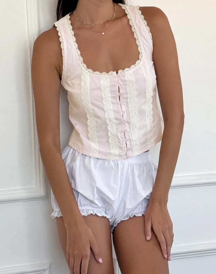 Women Motel Rocks Strappy Tops | Going Out Tops | Esaula Button Front Top in Light Pink