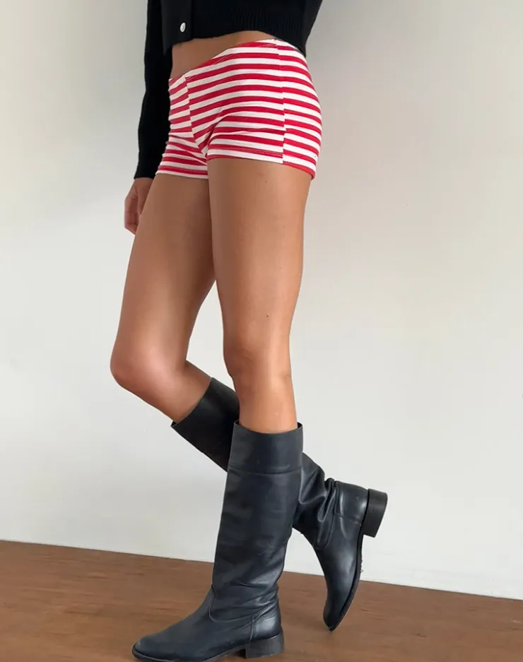 Women Motel Rocks Micro Shorts | Eunia Micro Shorts in Red and White Stripe