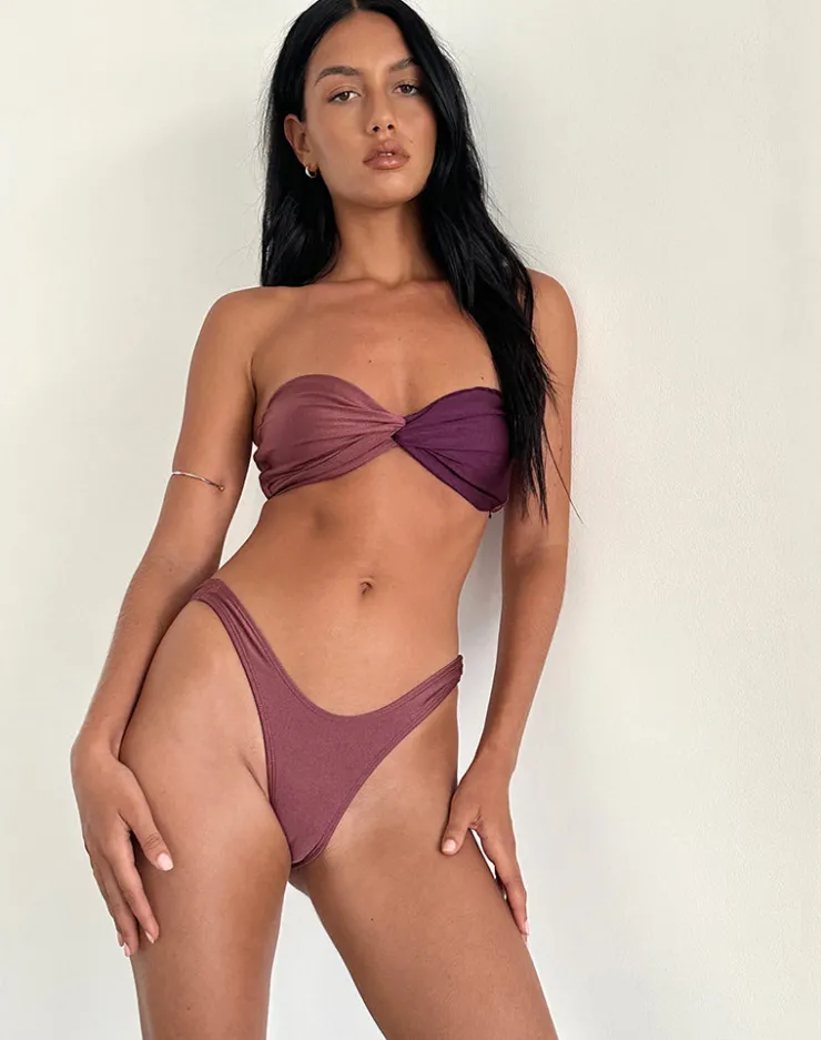 Women Motel Rocks Swimwear | Farida Bikini Bottom in Deep Mauve