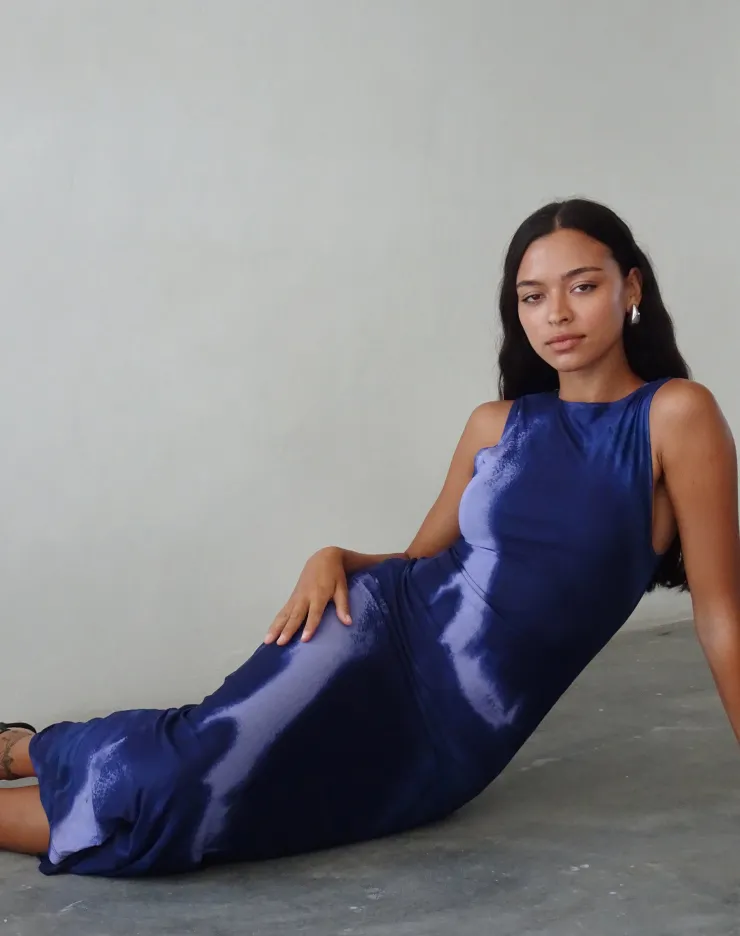 Women Motel Rocks Day Dresses | Bodycon Dresses | Fayola Printed Maxi Dress in Watercolour Navy