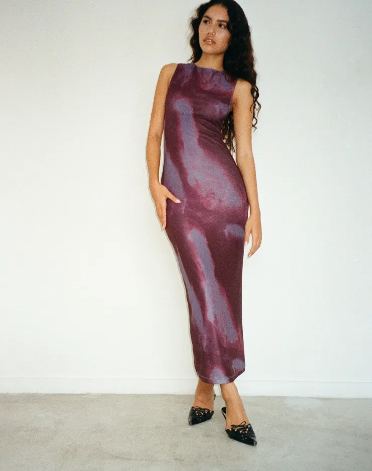 Women Motel Rocks Printed Dresses | Maxi Dresses | Fayola Printed Maxi Dress in Watercolour Wine