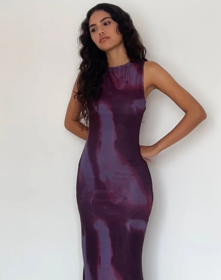 Women Motel Rocks Printed Dresses | Maxi Dresses | Fayola Printed Maxi Dress in Watercolour Wine