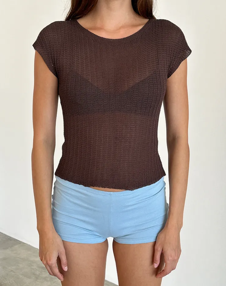 Women Motel Rocks Basic Tops | Tees | Francine Top in Wide Rib Knit Brown