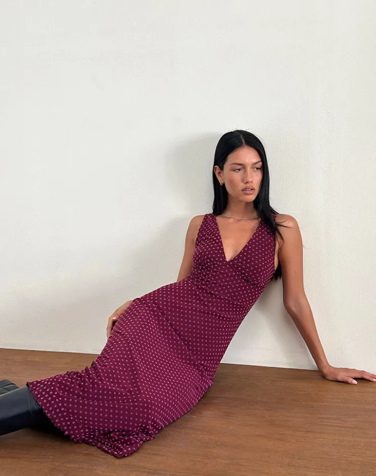 Women Motel Rocks Printed Dresses | Day Dresses | Gabriella Dress in Basic Polka Flock Berry