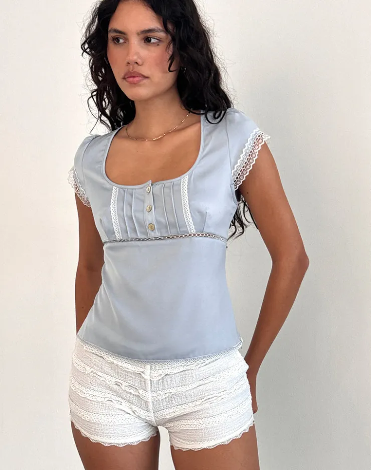 Women Motel Rocks Corset Tops | Going Out Tops | Gavrilla Top in Satin Baby Blue