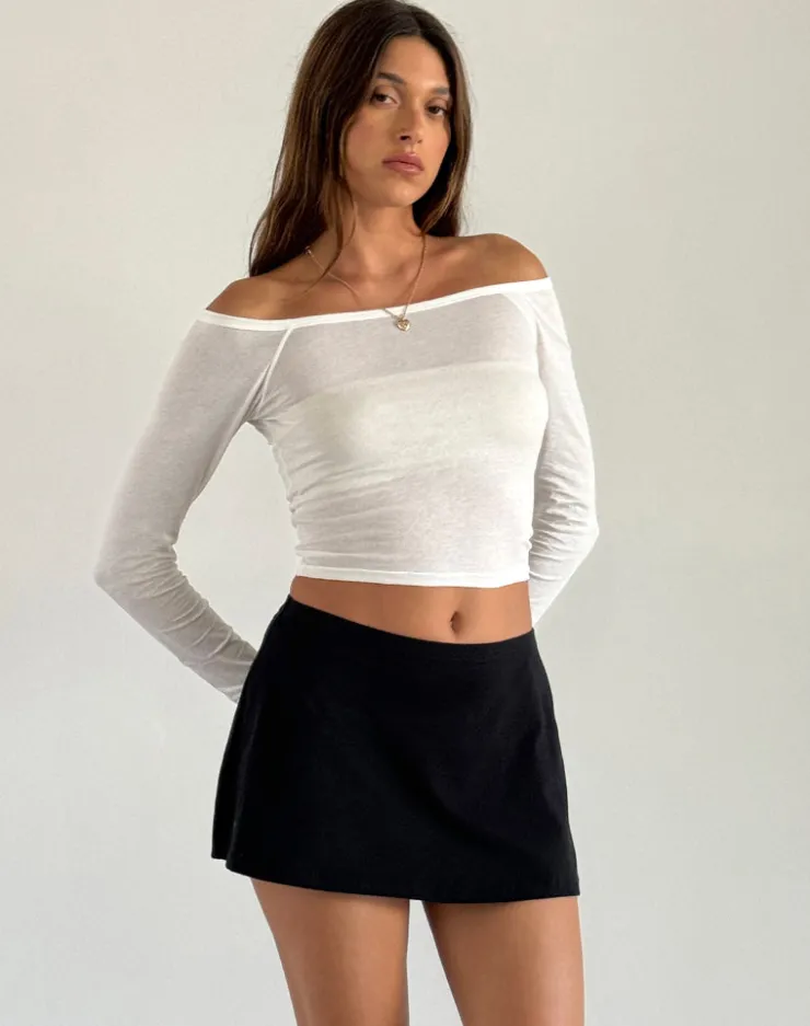 Women Motel Rocks Basics | Long Sleeve Tops | Gavya Long Sleeve Bardot Top in Off White