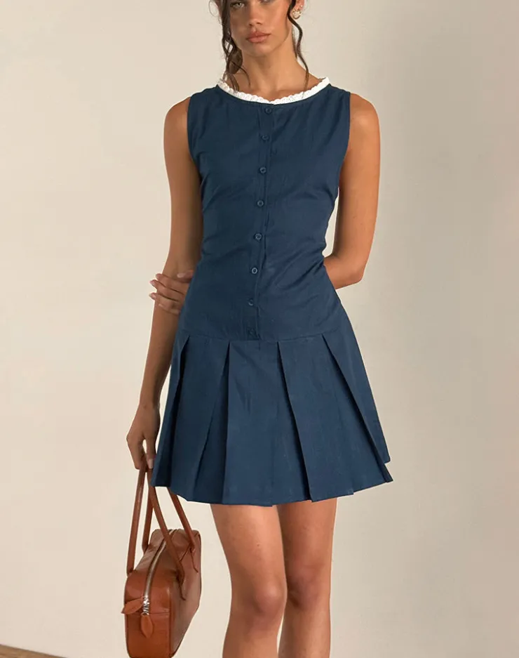 Women Motel Rocks Day Dresses | Mini Dresses | Gitas Button Mini Dress in Poplin Navy