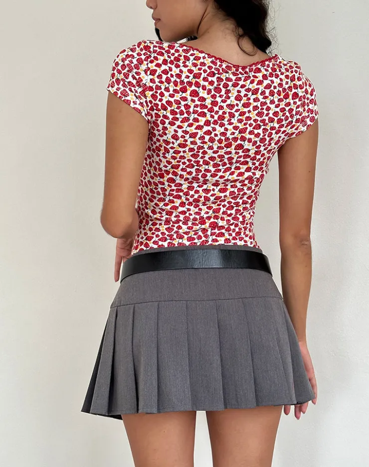 Women Motel Rocks Printed Tops | Grodi Fitted Top in Strawberry 2023 Print