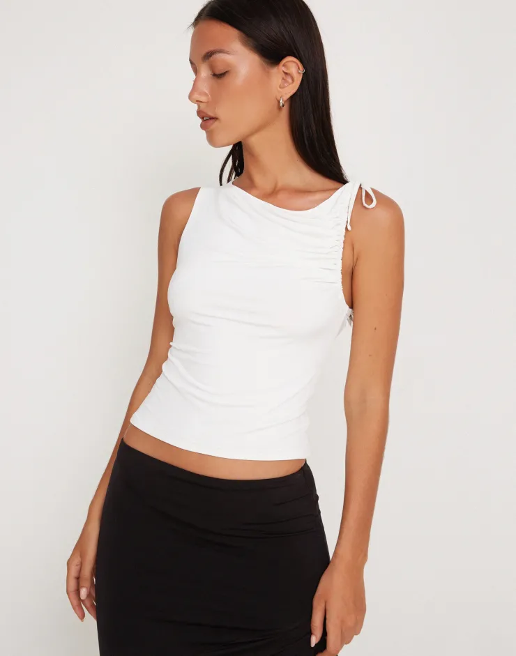 Women Motel Rocks Basics | Basic Tops | Hagne Crop Vest Top in Off White