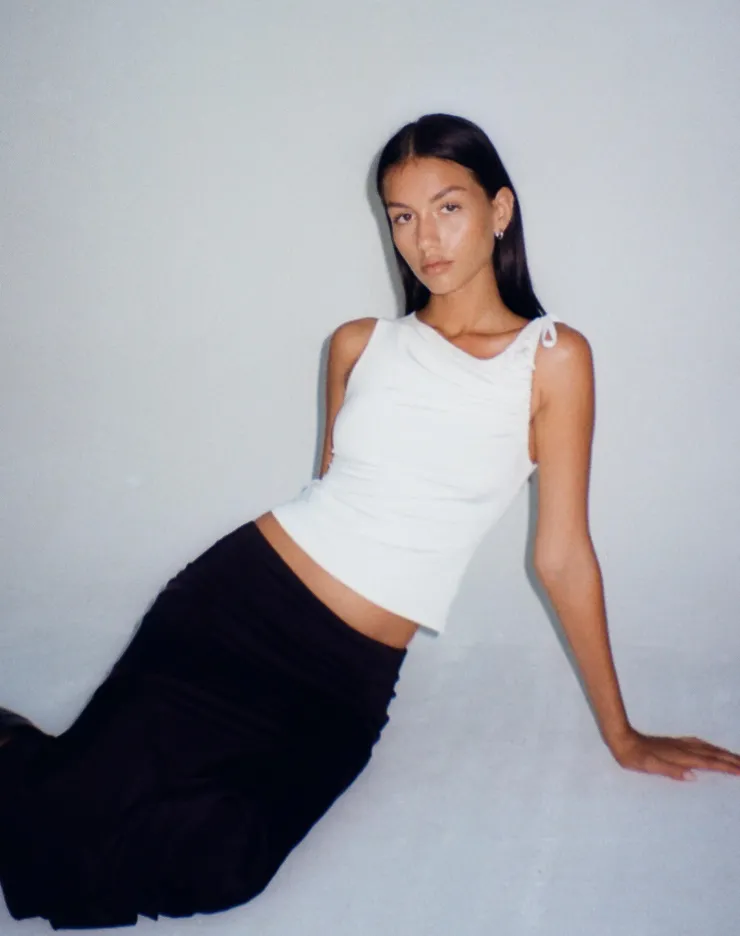 Women Motel Rocks Basics | Basic Tops | Hagne Crop Vest Top in Off White