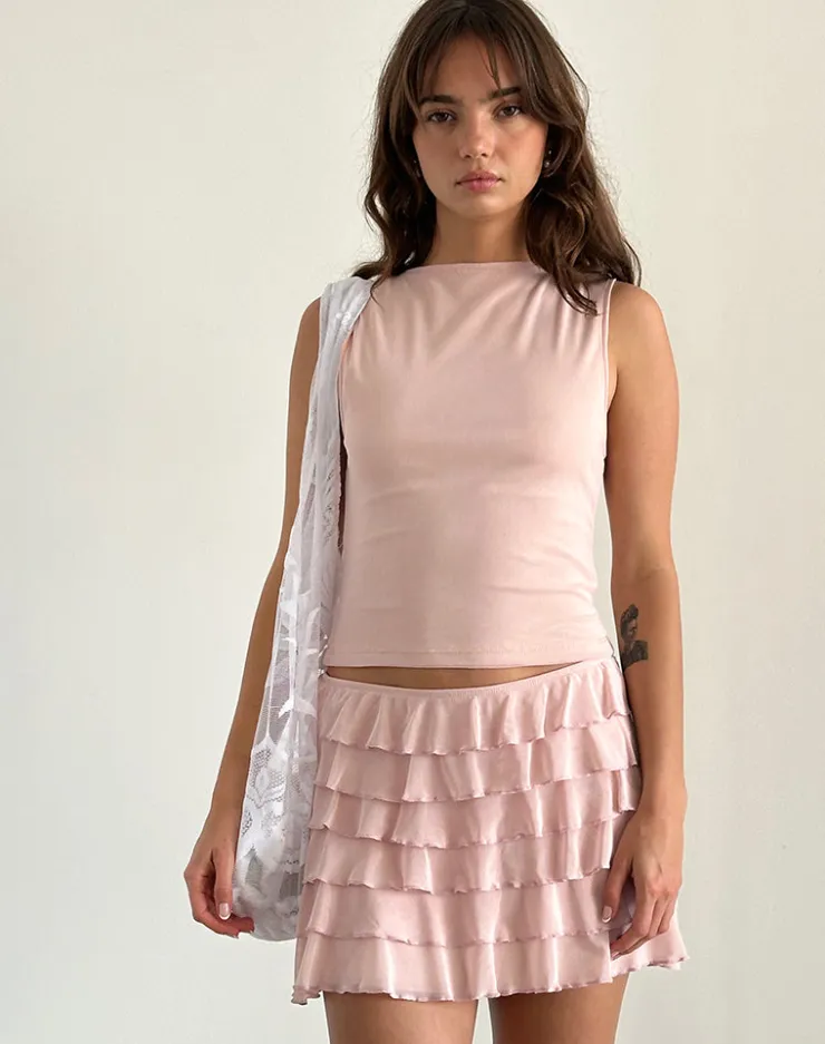 Women Motel Rocks Co-ords | Vest Tops | Hala Sleeveless Top in Peach Skin Mesh