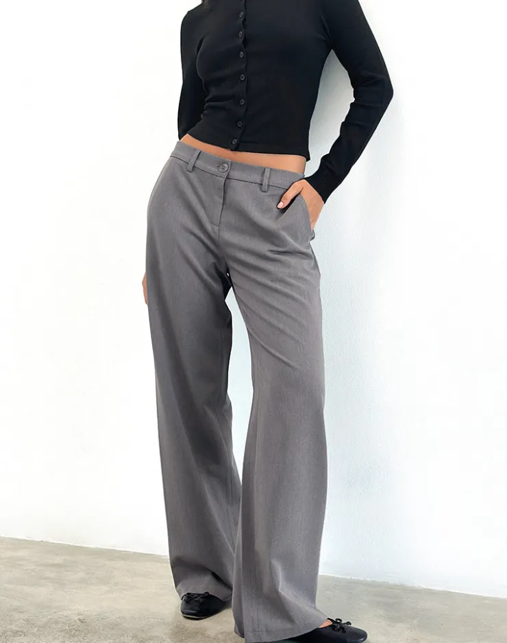 Women Motel Rocks Tailoring | Halda Wide Leg Trouser in Charcoal