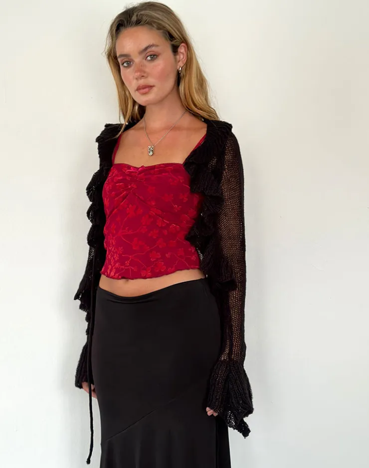 Women Motel Rocks Printed Tops | Strappy Tops | Hali Cami Top in Grunge Floral Flock Red