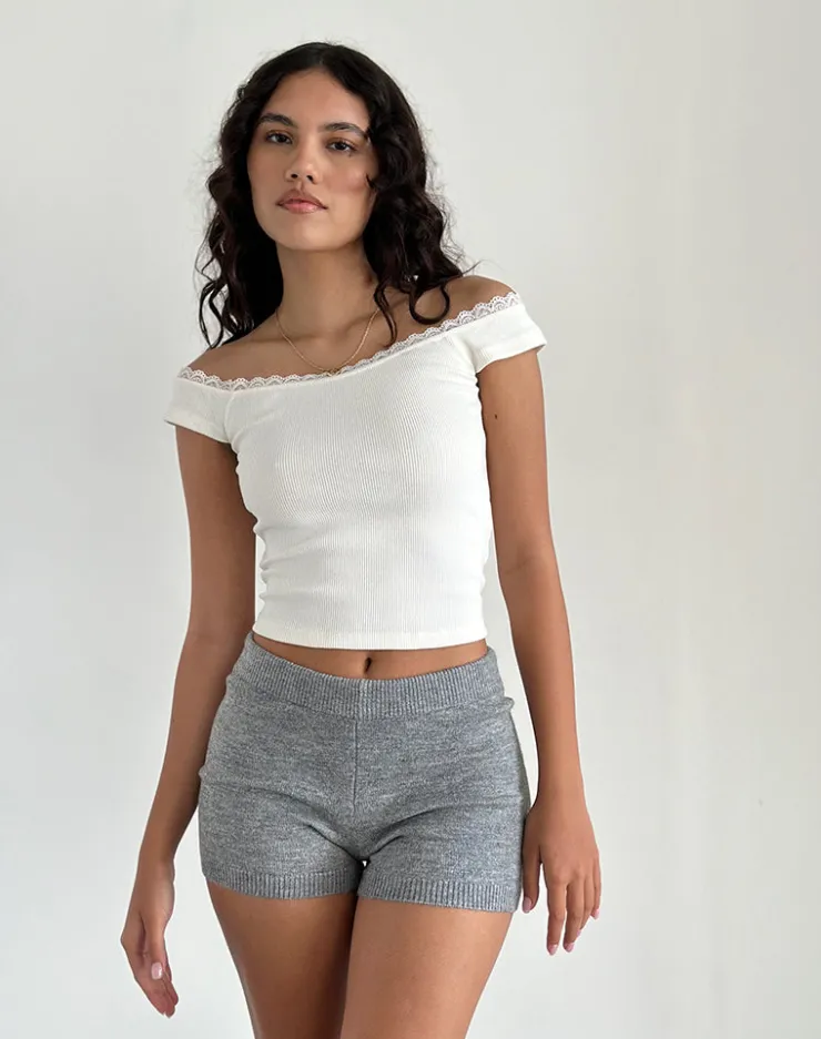 Women Motel Rocks Micro Shorts | Husan Hot Pants in Knit Grey