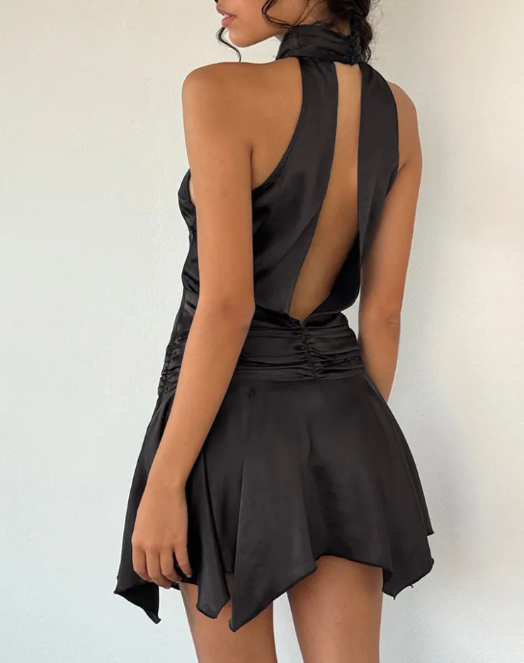 Women Motel Rocks Mini Dresses | Party Dresses | Hydri Satin Halterneck Mini Dress in