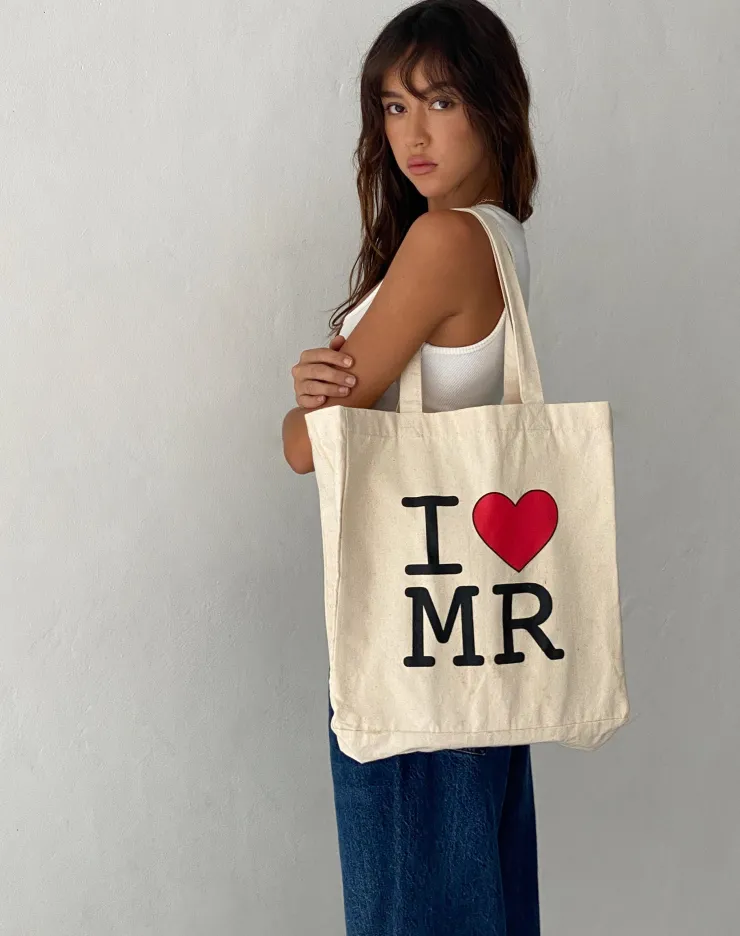 Women Motel Rocks Accessories | I Heart MR Tote Bag in Off White