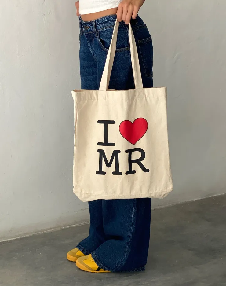 Women Motel Rocks Accessories | I Heart MR Tote Bag in Off White