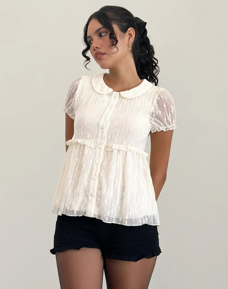 Women Motel Rocks Shirts And Blouses | Lace Tops | Immy Blouse in Lace Ivory