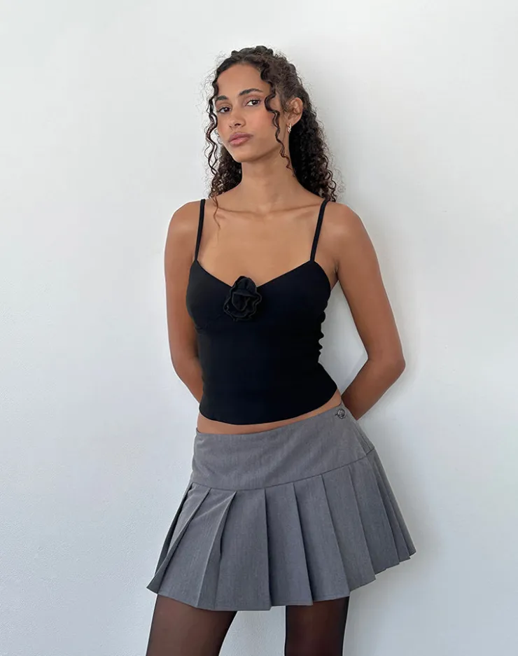 Women Motel Rocks Corset Tops | Strappy Tops | Indus Cami Top in Rosette Black