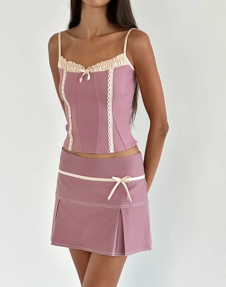 Women Motel Rocks Pleated Skirts | Mini Skirts | Istari Mini Skirt in Dusky Pink