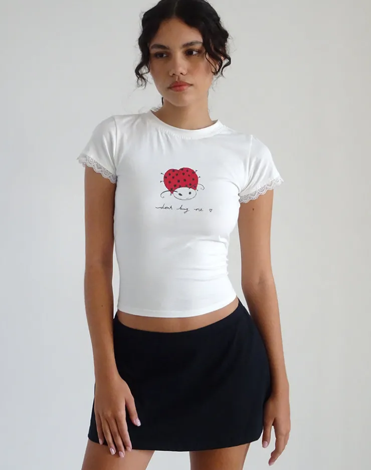 Women Motel Rocks Basic Tops | Printed Tops | Izzy Baby Tee in Off White 'Dont Bug Me'