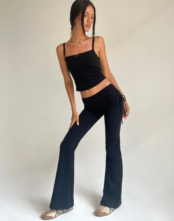 Women Motel Rocks Low Rise Pants | Jacie Jersey Flare Trouser in Black