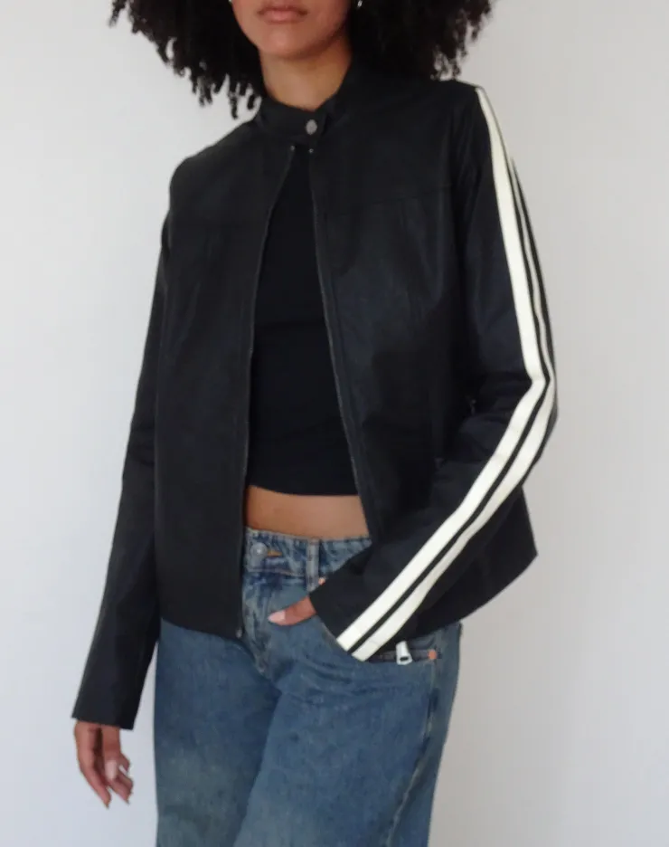 Women Motel Rocks Pu Jackets | Jacquie Zip Up Biker Jacket in PU Black