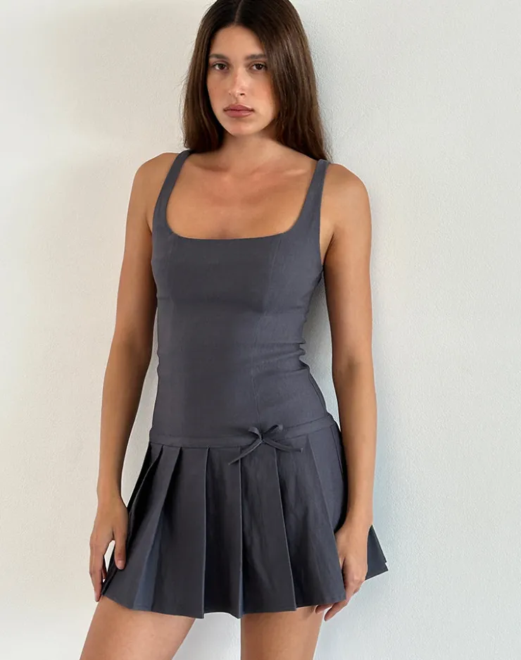 Women Motel Rocks Tailoring | Party Dresses | Jadzia Drop Waist Mini Dress in Charcoal Grey