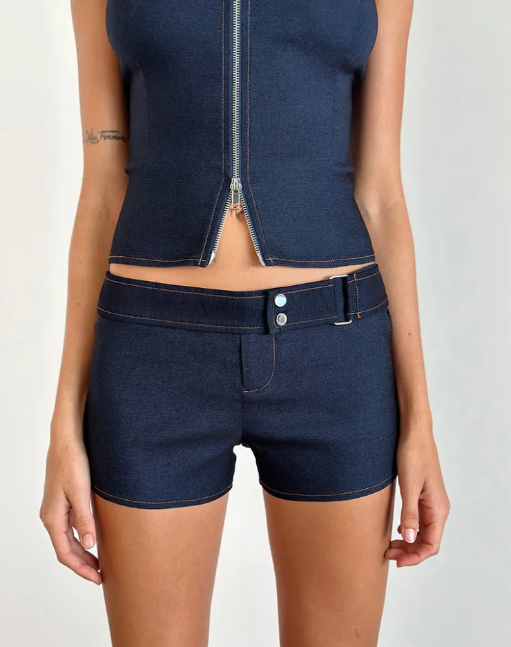 Women Motel Rocks Micro Shorts | Co-ords | Jarli Hot Pants in Chambray Denim