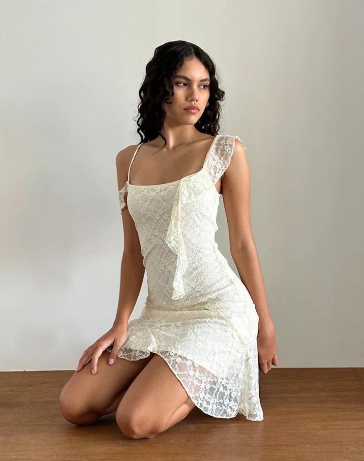 Women Motel Rocks Day Dresses | Party Dresses | Jati Mini Dress in Off White Canina Rose Lace