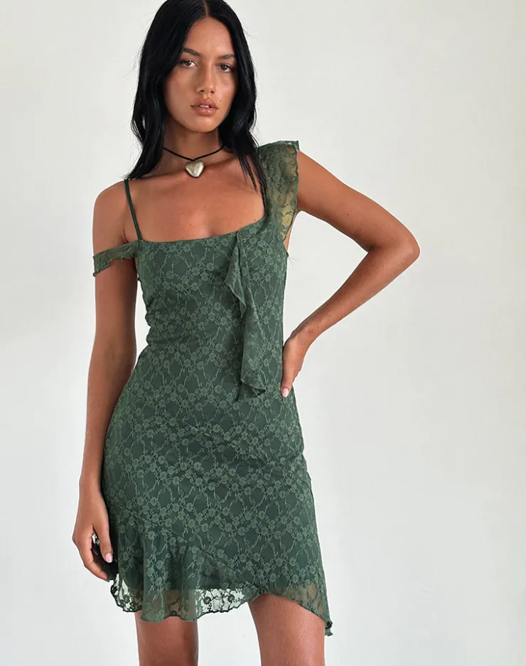 Women Motel Rocks Printed Skirts | Mini Dresses | Jati Mini Dress in Sage Canina Rose Lace