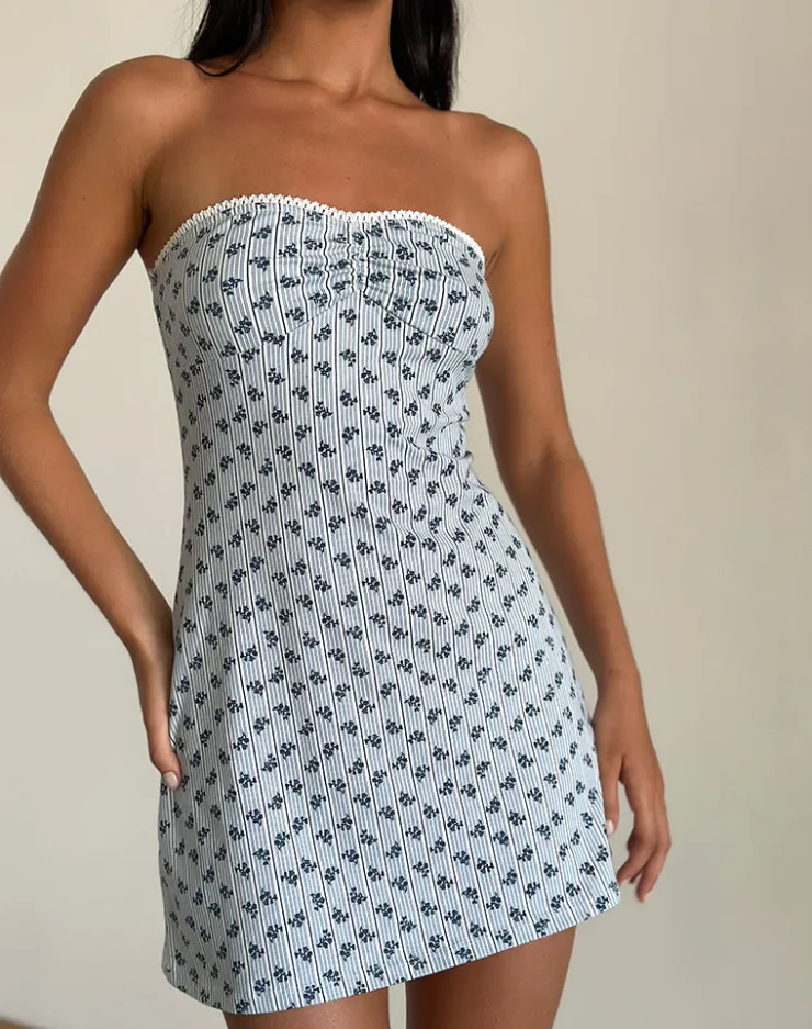 Women Motel Rocks Printed Dresses | Day Dresses | Javaya Bandeau Mini Dress in Floral Stripe