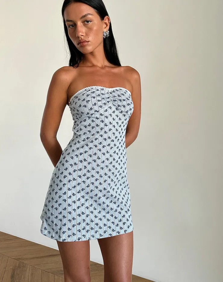 Women Motel Rocks Printed Dresses | Day Dresses | Javaya Bandeau Mini Dress in Floral Stripe