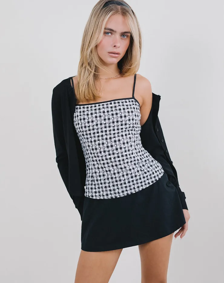 Women Motel Rocks Corset Tops | Strappy Tops | Jeiha Cami Top in Floral Gingham Black