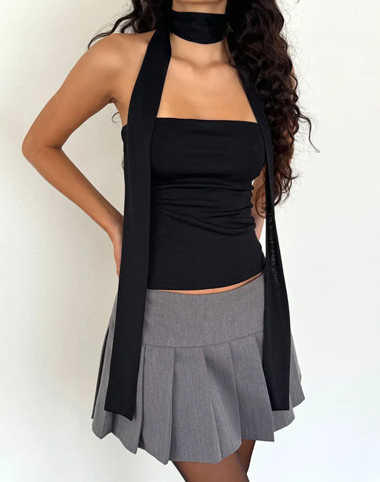 Women Motel Rocks Bandeau Tops | Going Out Tops | Jeldia Bandeau Top and Scarf Set in Black Shimmer