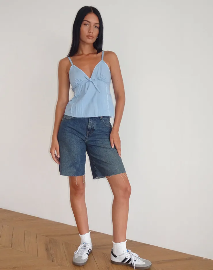 Women Motel Rocks Basic Tops | Strappy Tops | Jepuni Cami Top in Nantucket Blue Poplin