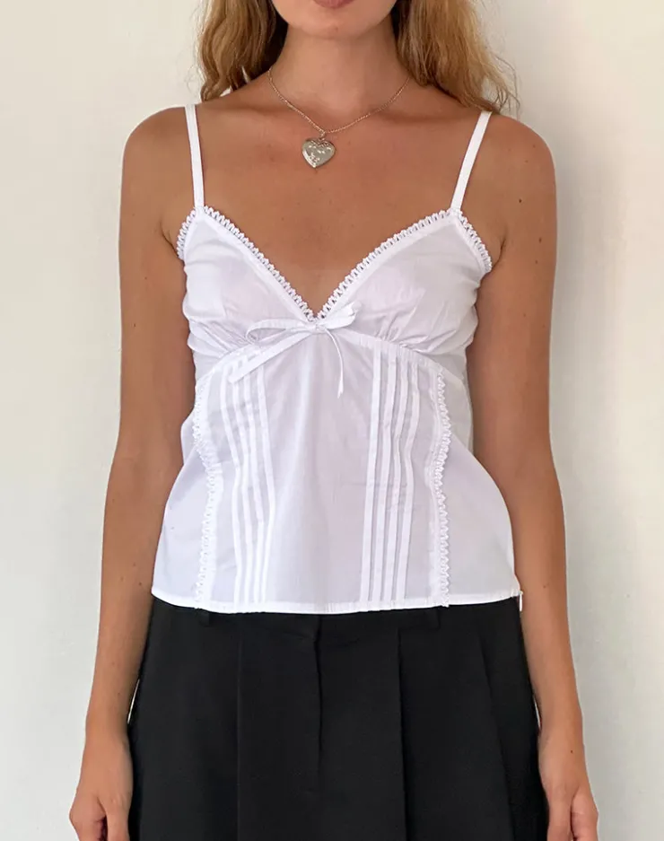 Women Motel Rocks Strappy Tops | Jepuni Cami Top in White Poplin