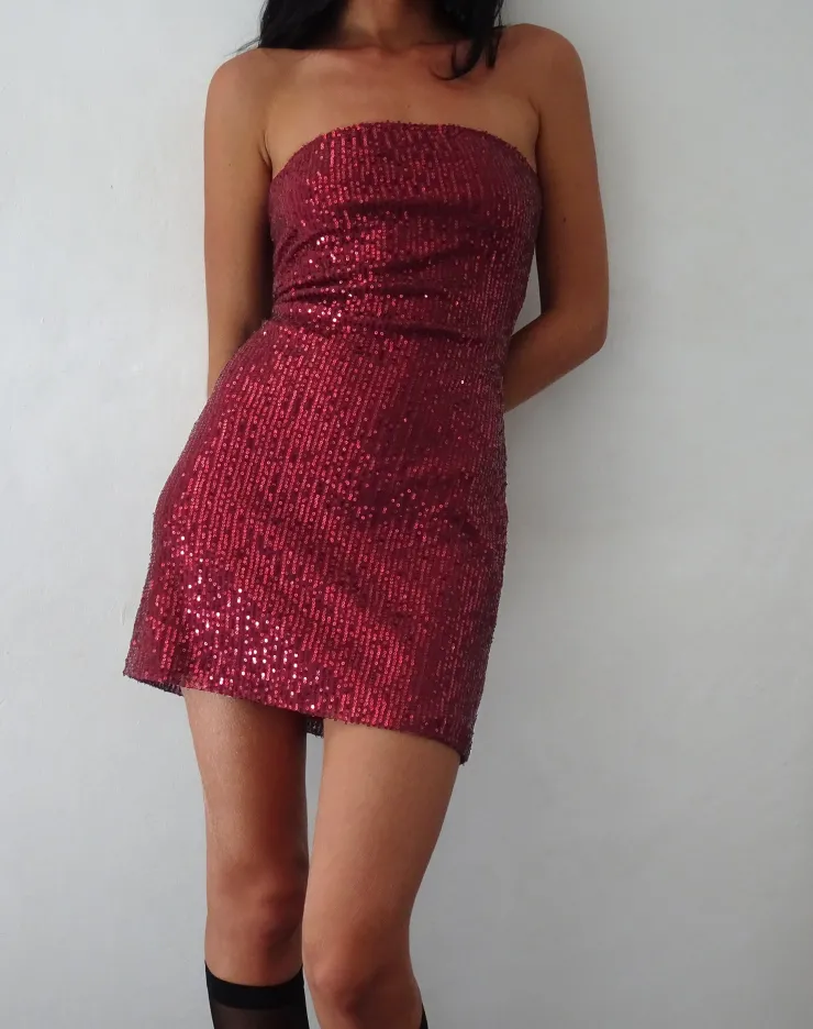 Women Motel Rocks Bodycon Dresses | Jeriah Bandeau Mini Dress in Drape Sequin