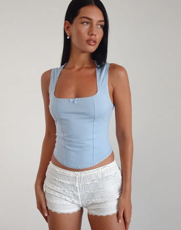 Women Motel Rocks Corset Tops | Basic Tops | Jinisa Corset Top in Nantucket Blue