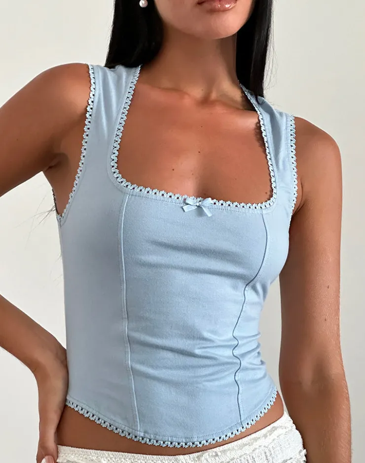 Women Motel Rocks Corset Tops | Basic Tops | Jinisa Corset Top in Nantucket Blue