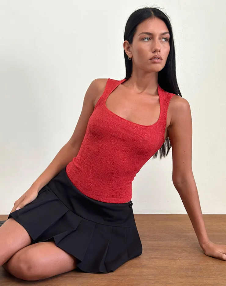 Women Motel Rocks Going Out Tops | Jinsu Top in Textured Stretch Red