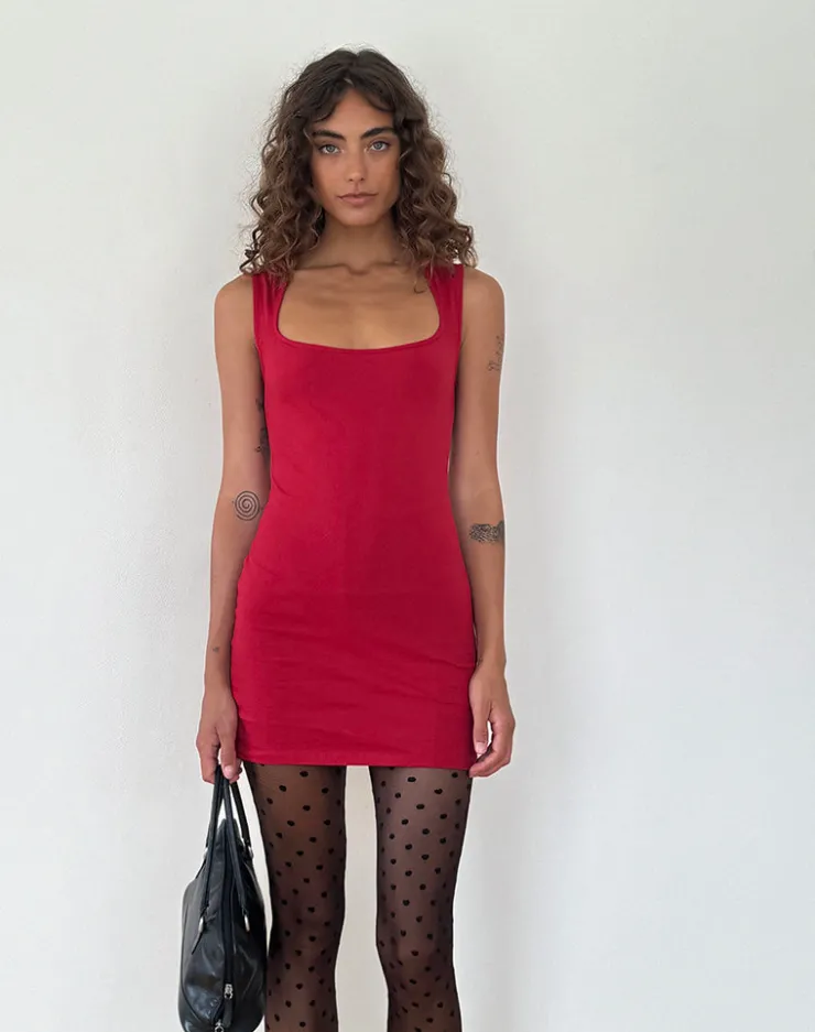 Women Motel Rocks Basics | Bodycon Dresses | Jinsuen Bodycon Mini Dress in Adrenaline Red