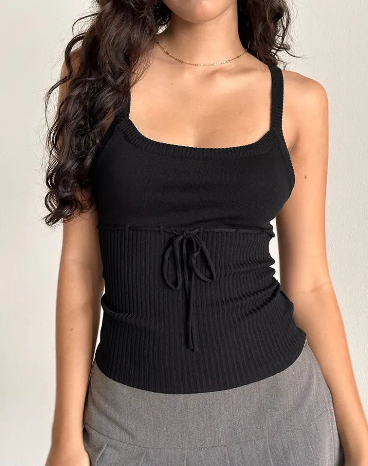 Women Motel Rocks Strappy Tops | Going Out Tops | Joanie Ribbed Knitted Cami Top in