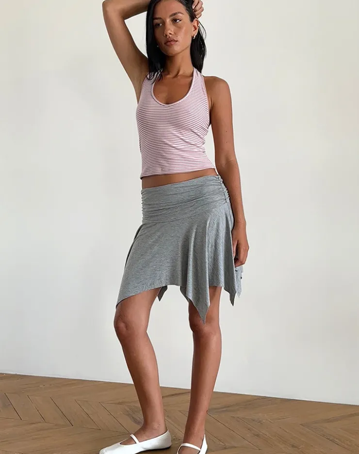 Women Motel Rocks Co-ords | Basic Tops | Jules Halter Top in Pink and Grey Jersey Stripe