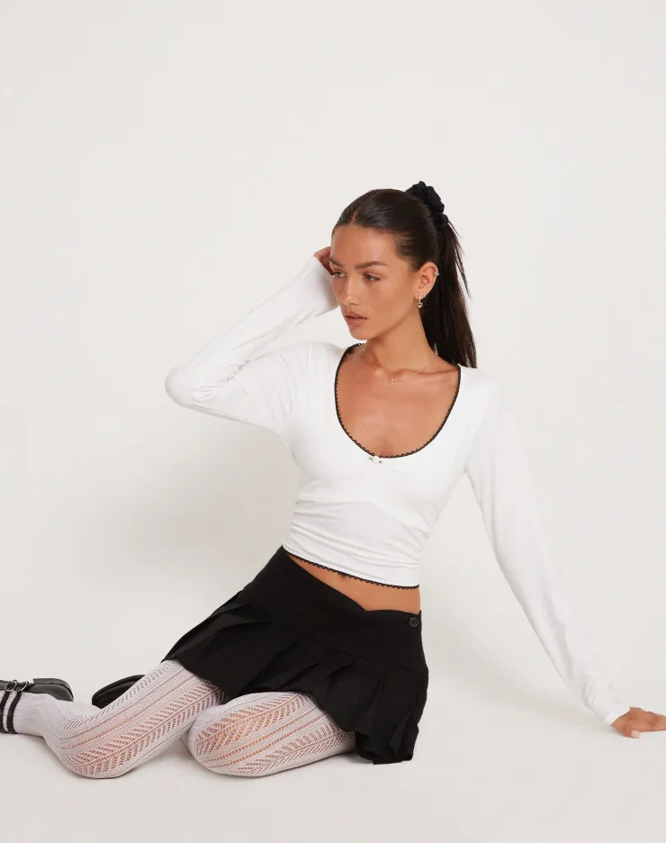 Women Motel Rocks Basic Tops | Long Sleeve Tops | Junie Ballet Long Sleeve Top in Jersey White