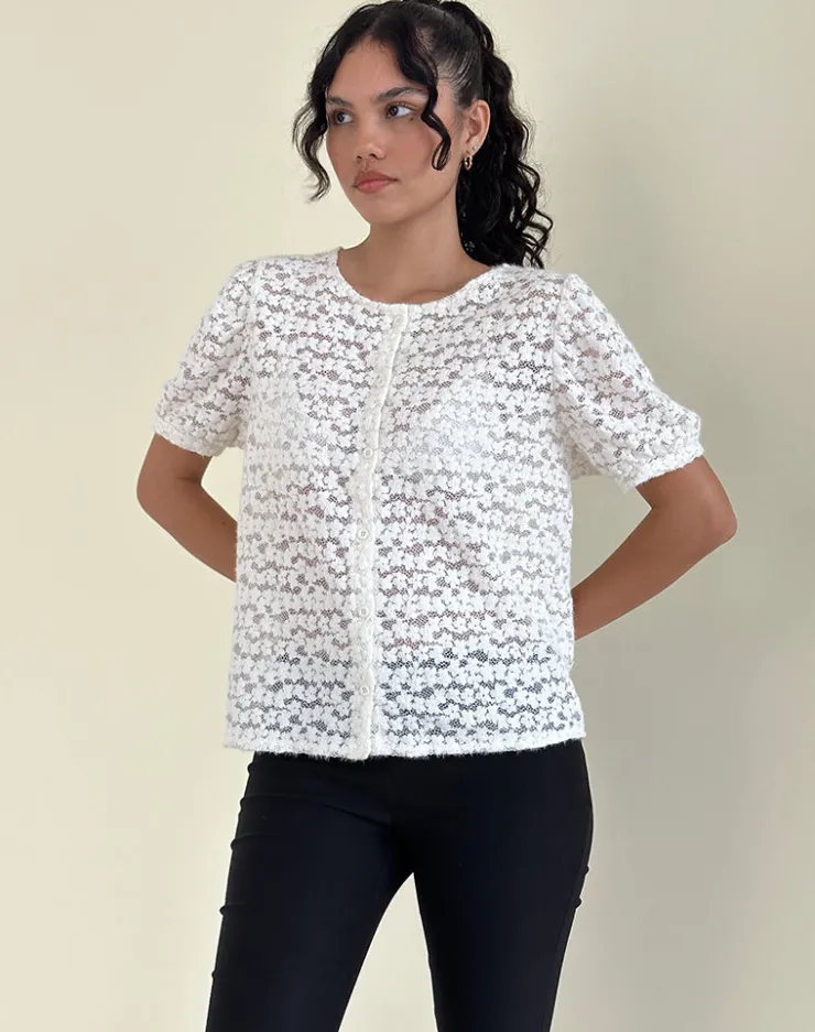 Women Motel Rocks Shirts And Blouses | Lace Tops | Kaelyn Top in Dahlia Lace Ivory