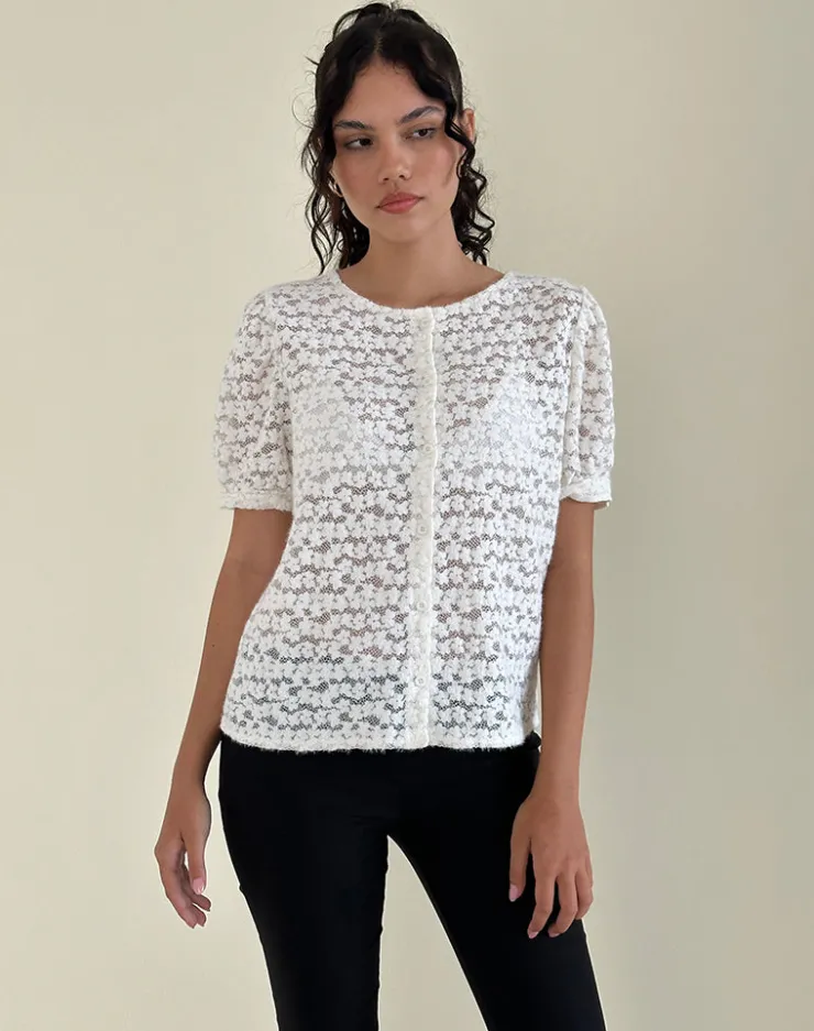 Women Motel Rocks Shirts And Blouses | Lace Tops | Kaelyn Top in Dahlia Lace Ivory