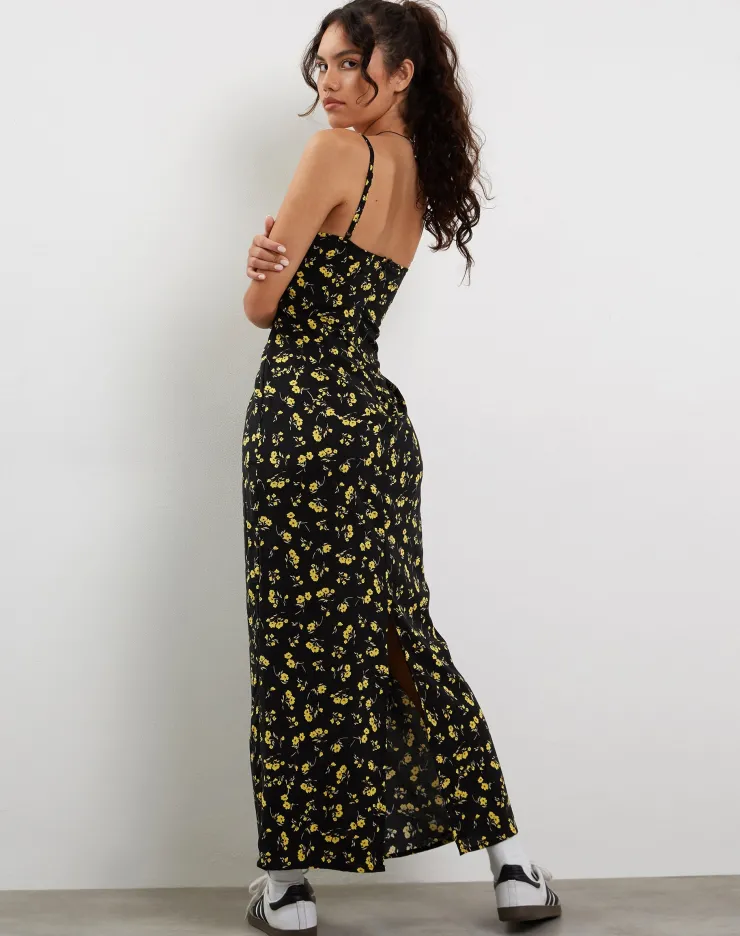 Women Motel Rocks Day Dresses | Kafka Maxi Dress in Buttercup Black and Yellow