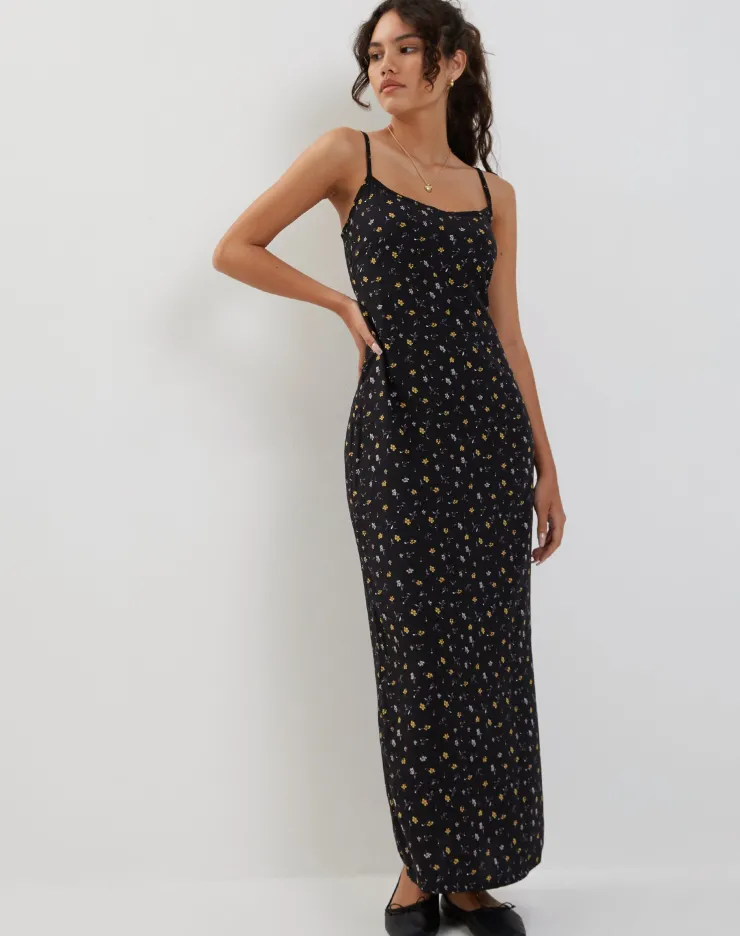 Women Motel Rocks Printed Dresses | Kafka Maxi Dress in Pretty Petal Black