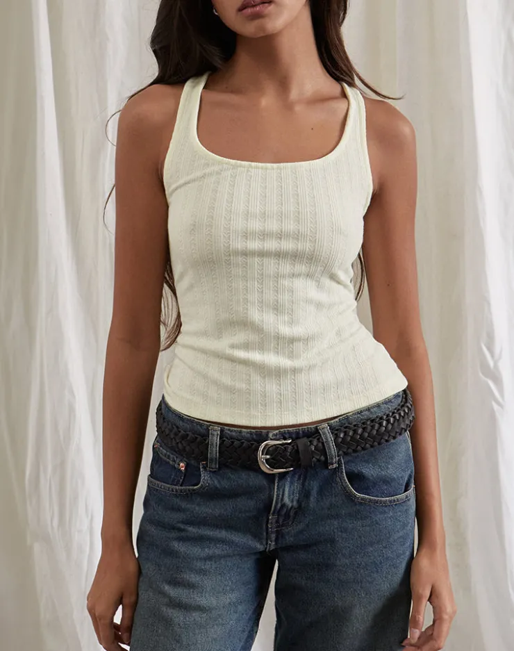 Women Motel Rocks Basic Tops | Vest Tops | Kalinda Vest Top in Pointelle Ivory